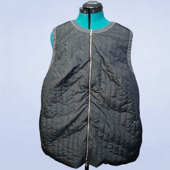 Lafayette 148 New York Bailey Alpine Vest Black 2X | Quilted Sleeveless Jacket - Picture 2 of 8
